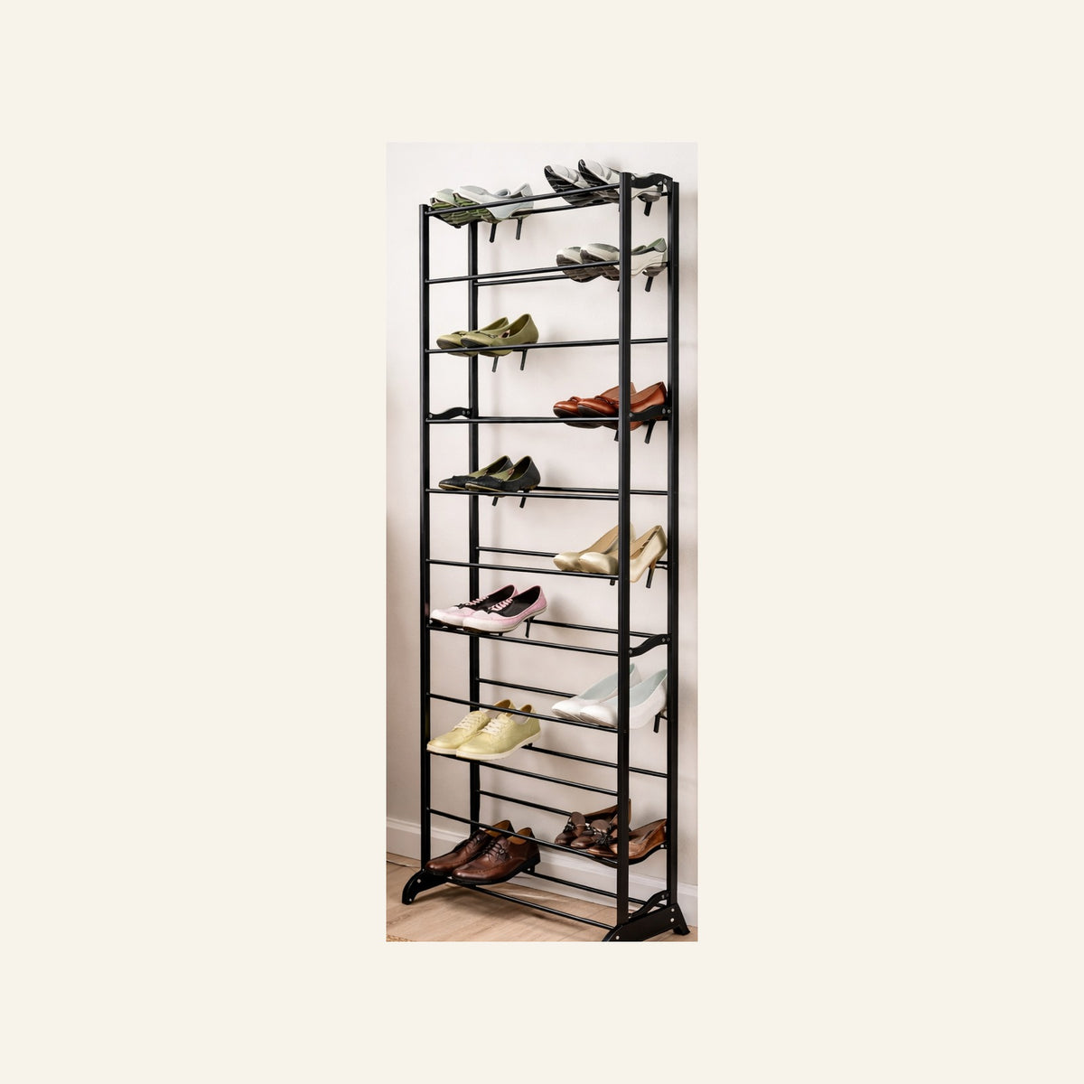 Zapatero vertical organizador de 20 pares en entrada de casa