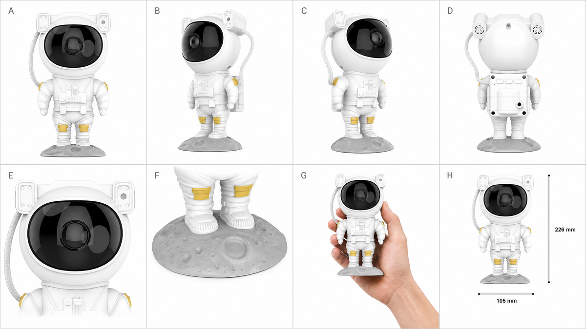 Proyector Astronauta Galaxia LED - referencia de tamano 226mm x 105mm